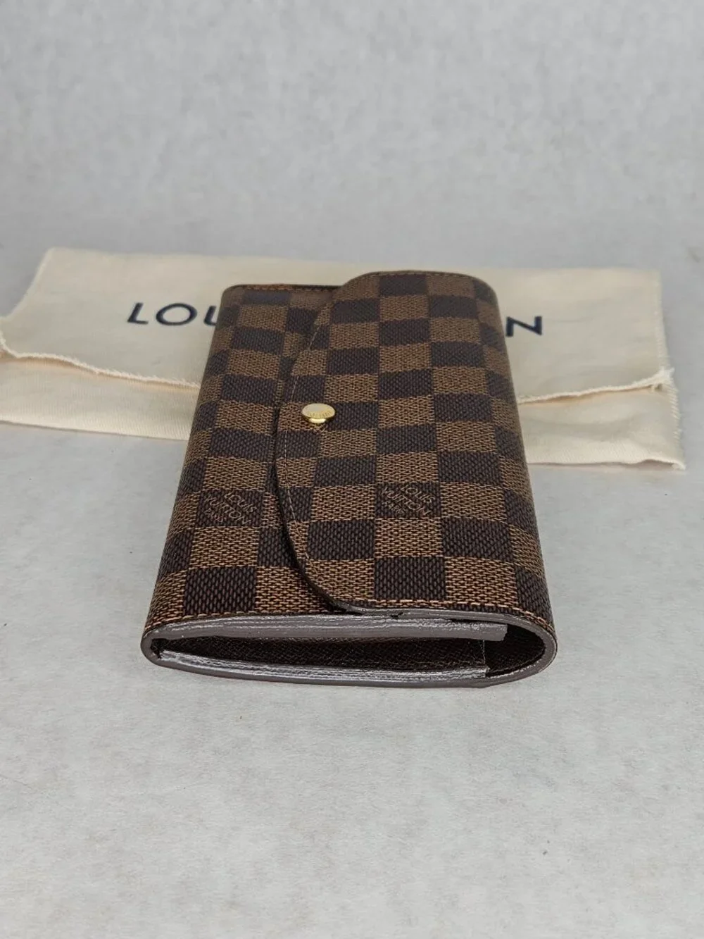 Louis Vuitton Damier Ebene Emilie Long Wallet Brown Interior